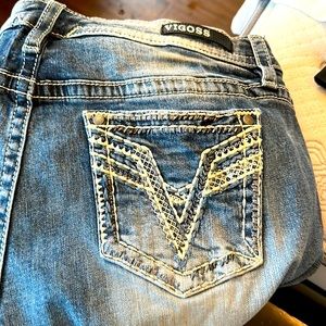 Vigoss never worn button, fly, flares boot, cut size 16 light washed with dark